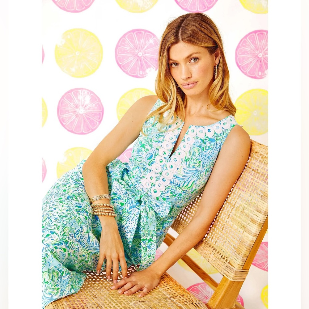 Lilly Pulitzer Julianna Aqua & Mint Floral Maxi Dress - Picture 4 of 4